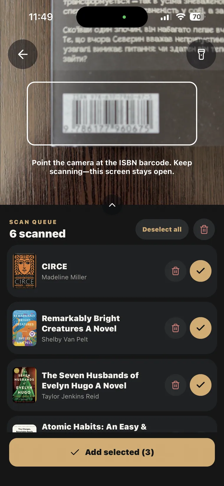 Scan Books. Keep Going. — Add multiple books in one session.