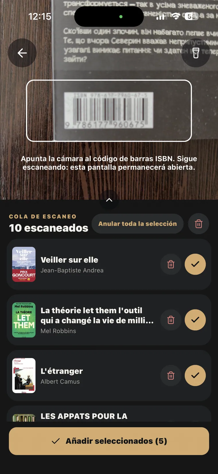 Escanea libros. Sigue sumando. — Añade varios libros en una sola sesión.