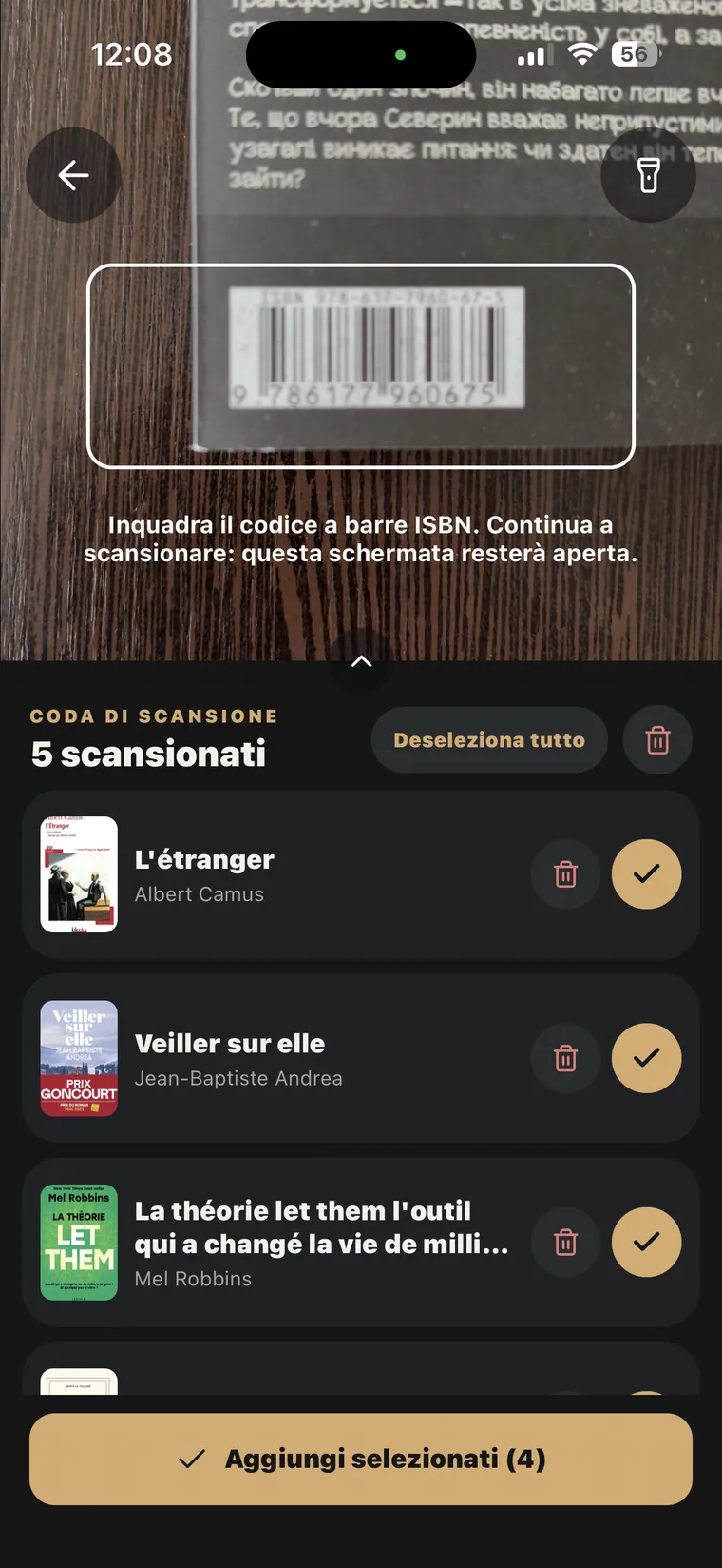 Scansiona libri. Uno dopo l’altro. — Aggiungi più libri in una sola sessione.