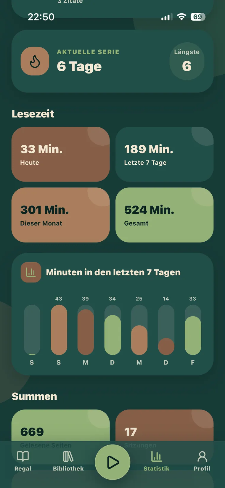 So liest du. Tag für Tag. — Lesezeit, Leseserien und Fortschritt.